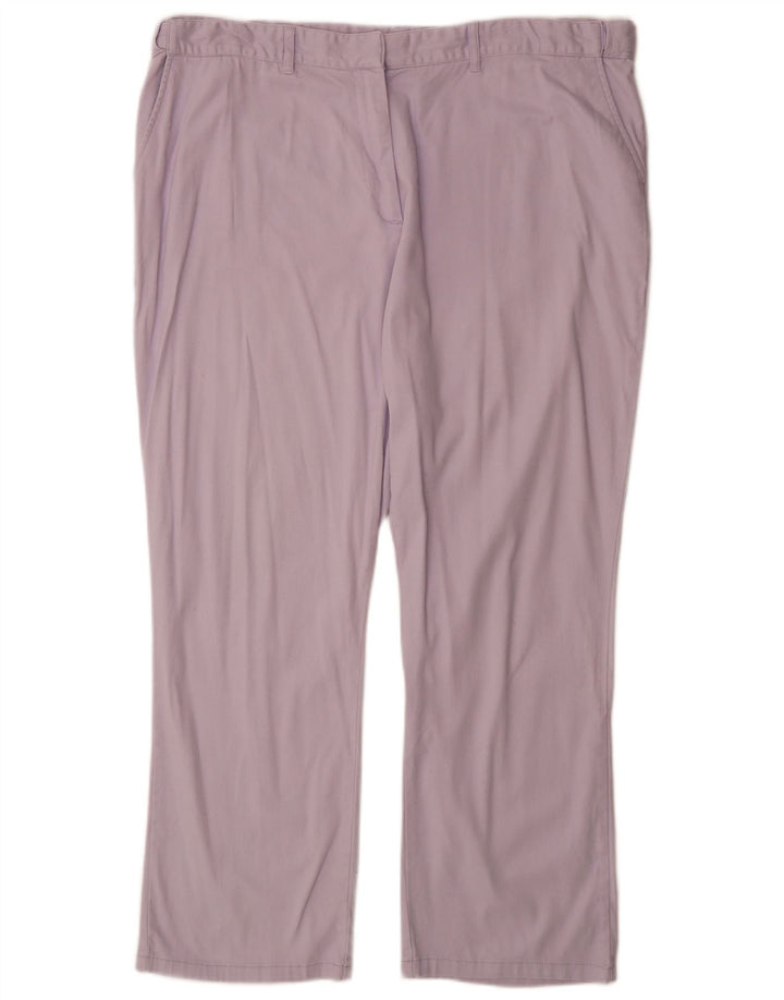 COTTON TRADERS Calça Chino Feminina Reta UK 22 3XL W40 L30 Roxo