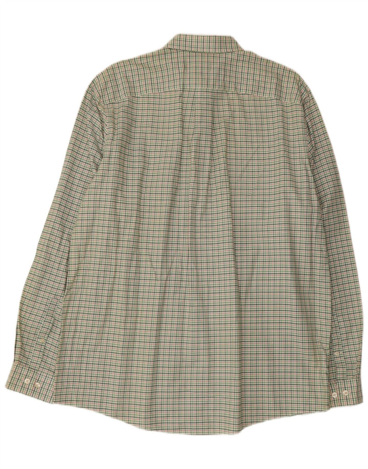 Camisa masculina de flanela alta e relaxada Eddie Bauer XL verde algodão xadrez
