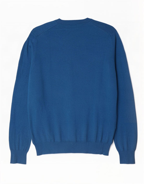 Suéter masculino Marks & Spencer com decote em V grande algodão azul