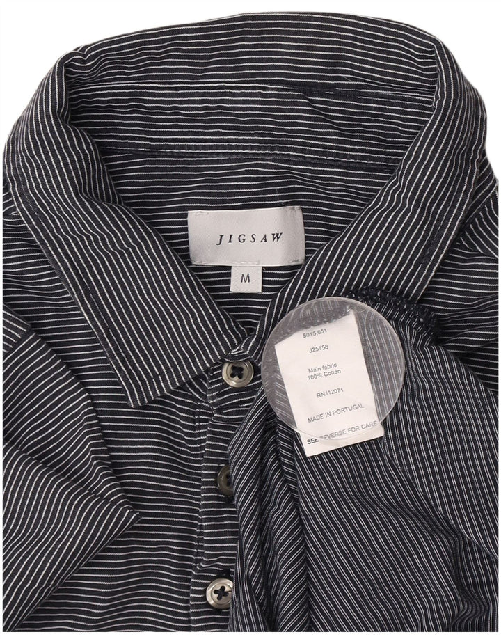 Camisa polo masculina Jigsaw de algodão listrado azul marinho médio