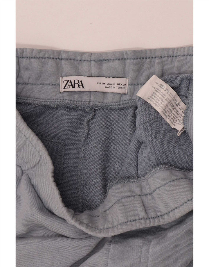 Calça de treino feminina Zara Joggers UK 12 algodão azul médio