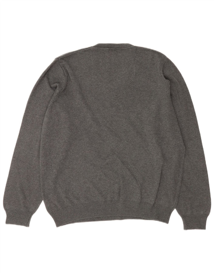 Suéter masculino Marks & Spencer com ajuste regular e decote em V, grande algodão cinza