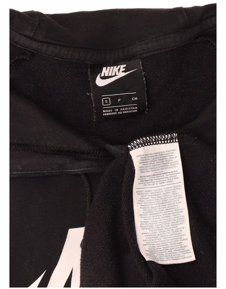 NIKE feminino oversized gráfico moletom com capuz Reino Unido 10 pequeno algodão preto