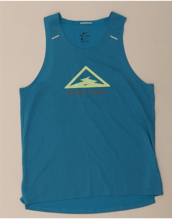 NIKE Masculino Dri Fit Graphic Vest Top Médio Azul