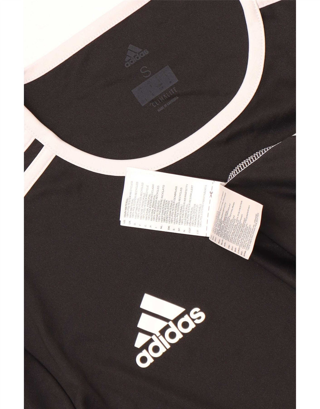 Adidas Mens Climalite Camiseta Top Pequeno Preto Colorblock Poliéster