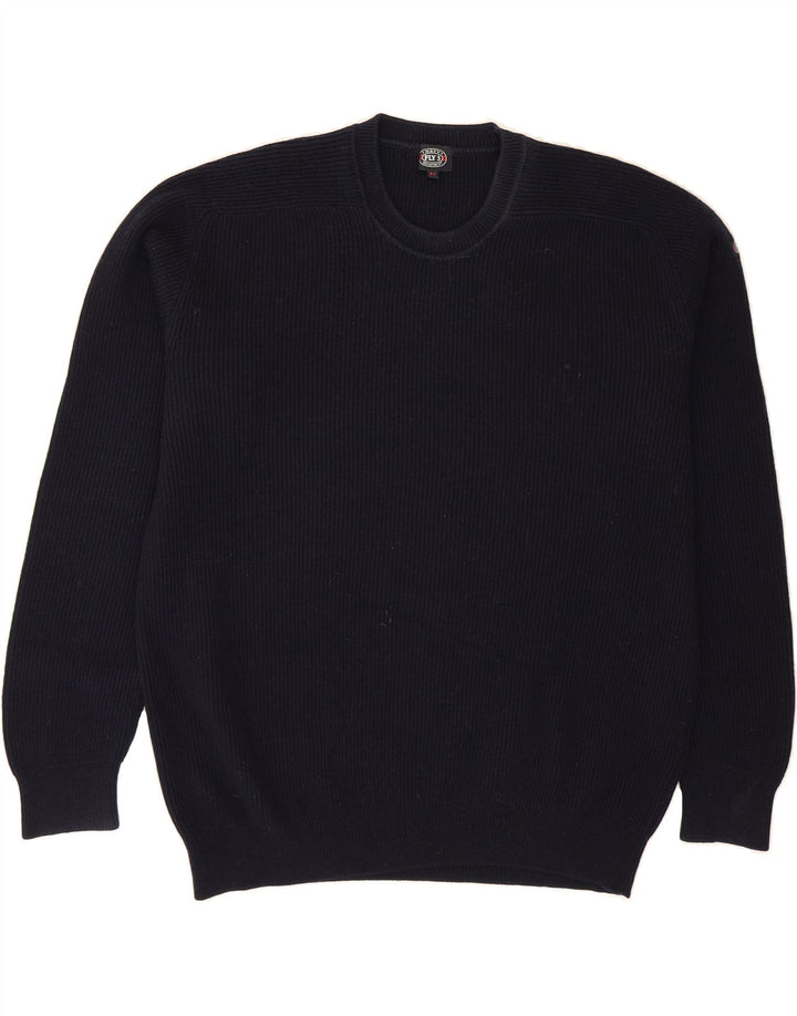 FLY Mens Crew Neck Jumper Sweater IT 54 XL Navy Blue Wool Vintage Fly and Second-Hand Fly from Messina Hembry 