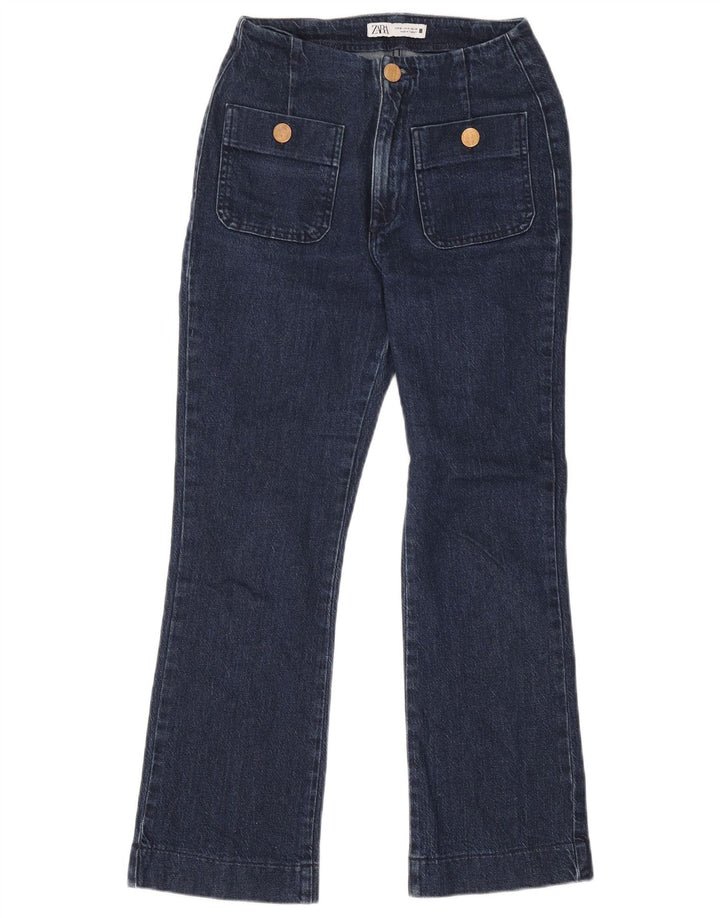 Calça jeans feminina Zara Bootcut EU 36 XS W26 L28 azul marinho