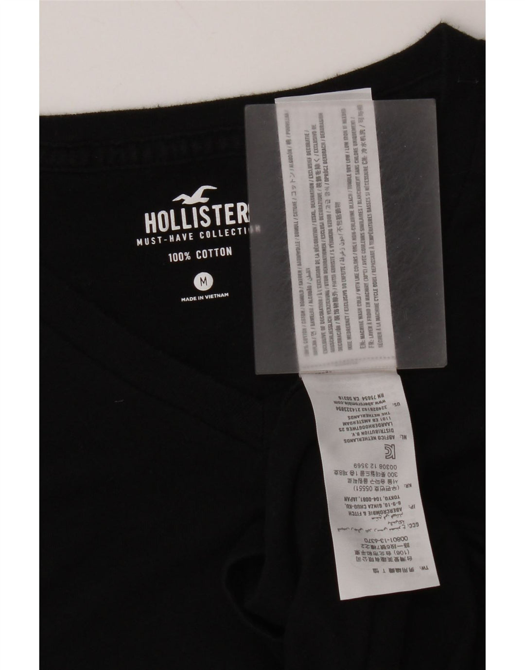 Camiseta masculina Hollister Top médio algodão preto