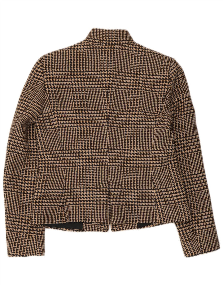 Jaqueta blazer feminina Intrend com zíper completo Reino Unido 12 médio marrom houndstooth