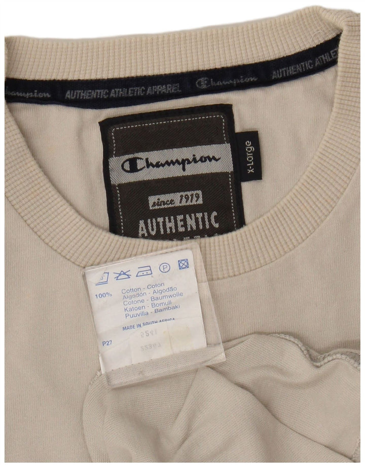 Campeão Mens Top Manga Longa XL Off White Algodão