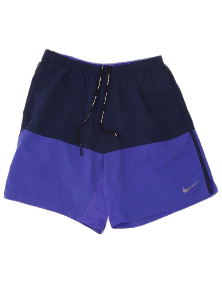 Shorts esportivos masculinos Nike médio azul marinho colorblock poliéster