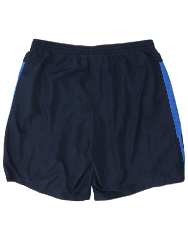 Shorts esportivos masculinos Adidas grande poliéster colorblock azul marinho