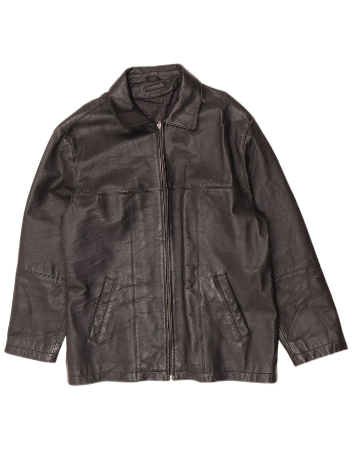 Jaqueta de couro masculina Angelo Litrico UK 36 pequena couro preto