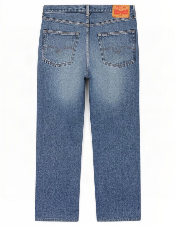 Replay Mens Straight Jeans W34 L27 Azul Algodão