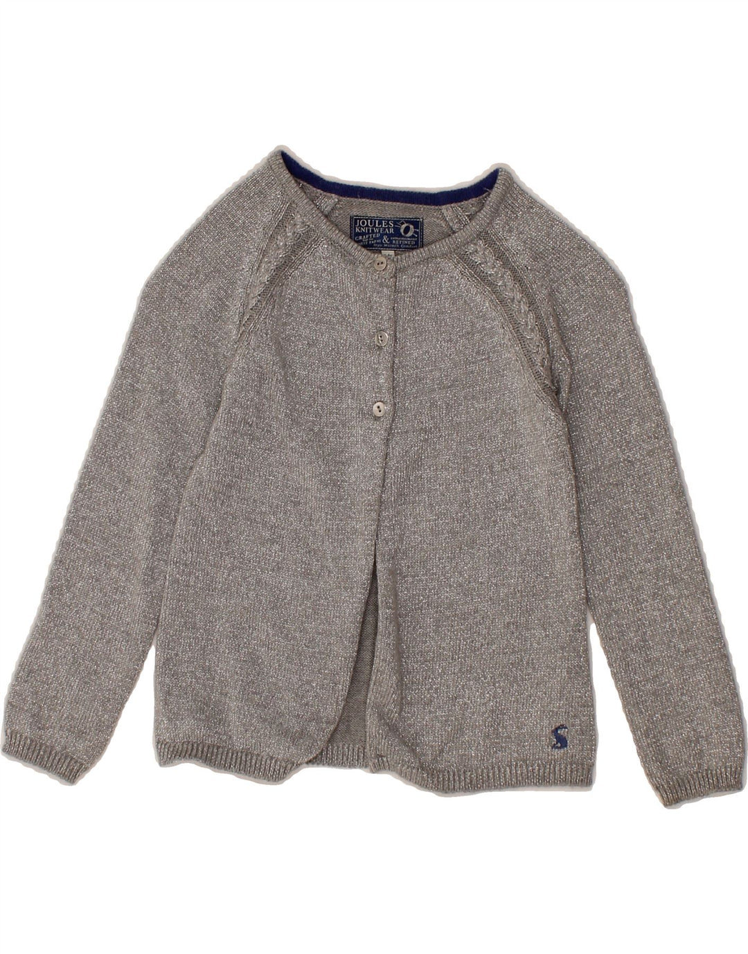 JOULES Girls Cardigan Sweater 5-6 Years Grey Cotton Vintage Joules and Second-Hand Joules from Messina Hembry 