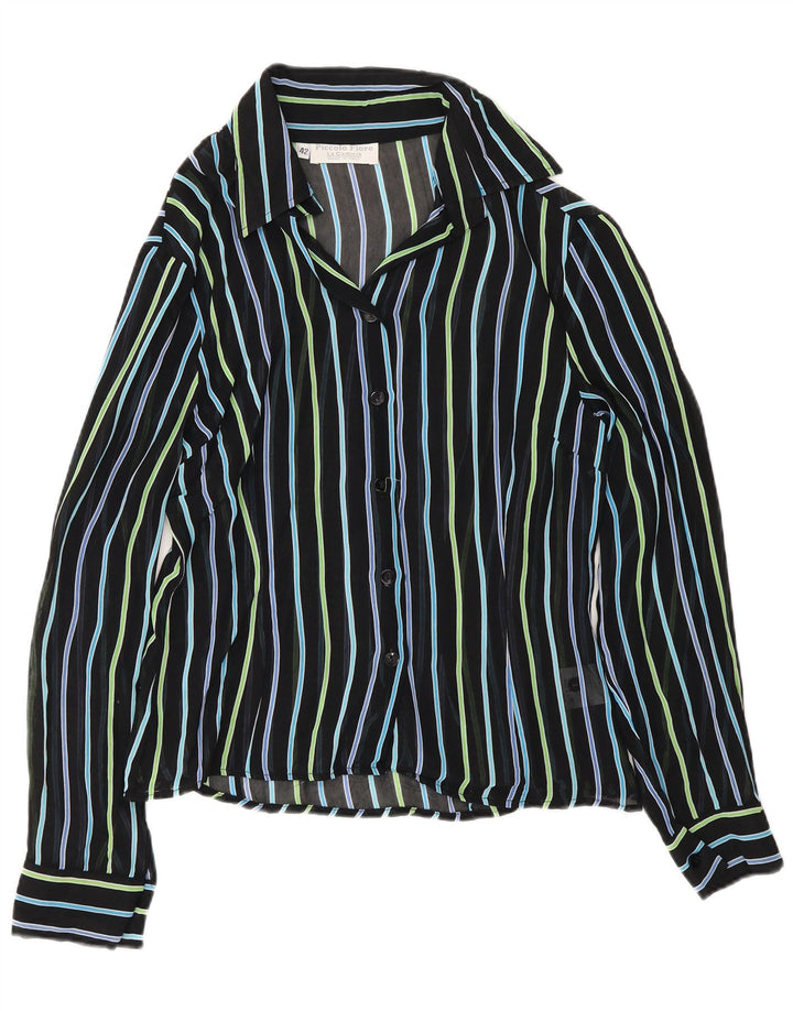 Blusa feminina vintage transparente IT 42 listrada preta média