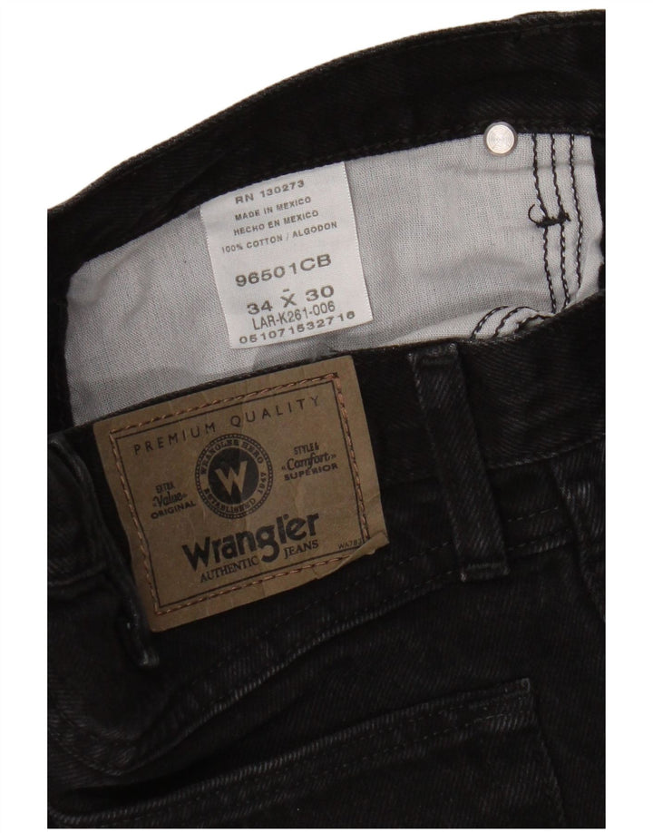 Wrangler Mens Straight Jeans W34 L30 Algodão Preto