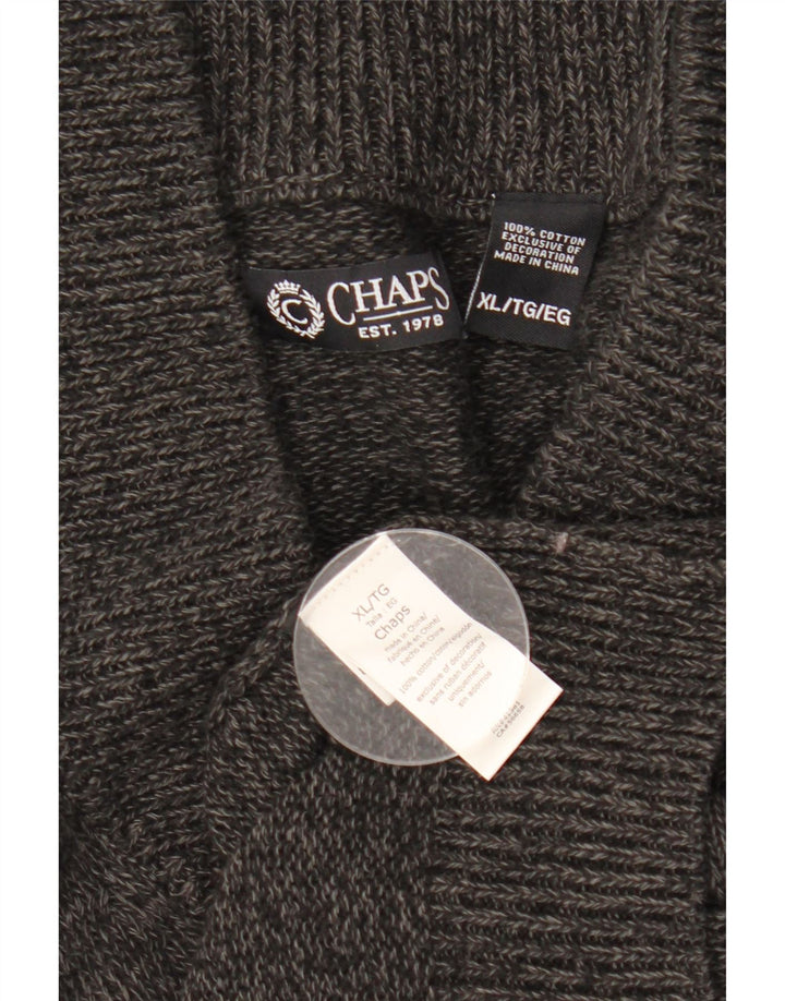 Suéter cardigã masculino CHAPS XL algodão manchado cinza