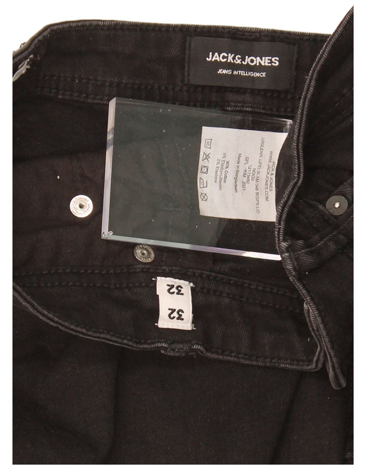 JACK & JONES Jeans Slim Masculino W32 L32 Algodão Preto