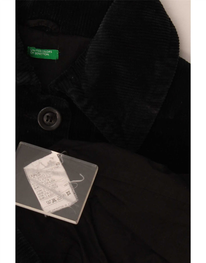 Casaco de veludo feminino Benetton IT 40 pequeno algodão preto