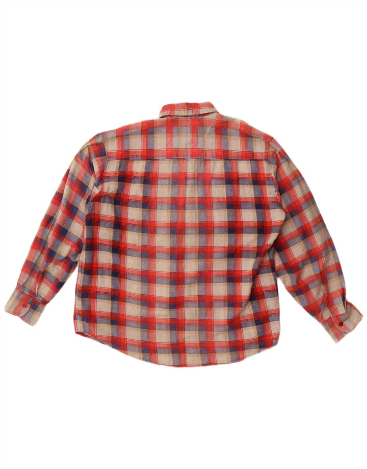 Camisa masculina de flanela John Peel de algodão xadrez vermelho médio