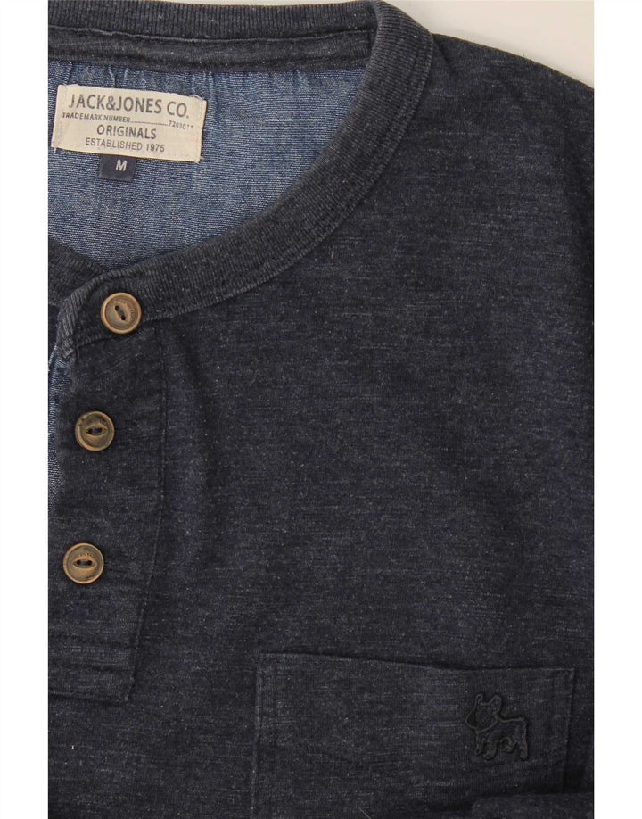 Top masculino Jack & Jones de manga comprida médio azul marinho manchado