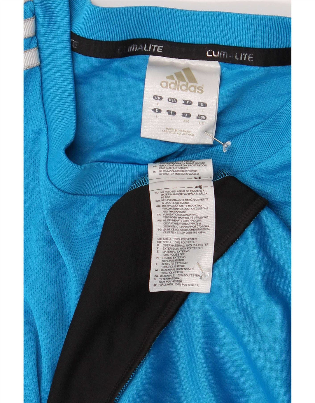 Adidas Mens Climalite Camiseta Top Grande Azul Colorblock Poliéster