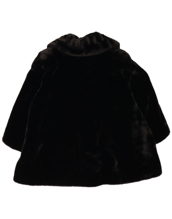 Casaco de grandes dimensões de pele sintética vintage para mulheres UK 18 XL poliéster preto