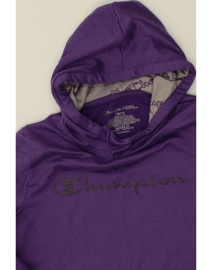 CHAMPION Girls Graphic Hoodie Jumper 10-11 Years  Purple Vintage Champion and Second-Hand Champion from Messina Hembry 
