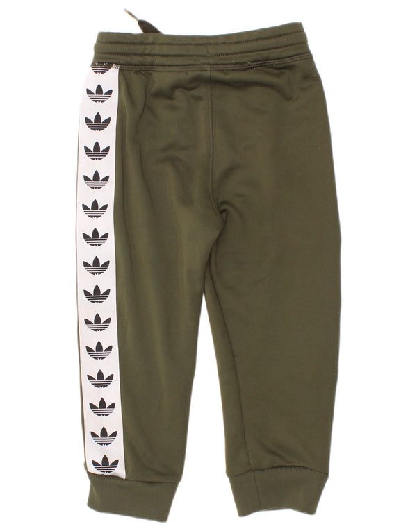 Calças de treino gráficas Adidas para meninos 18-24 meses cáqui colorblock