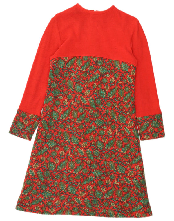 Vestido feminino vintage de manga comprida IT 44 médio vermelho floral