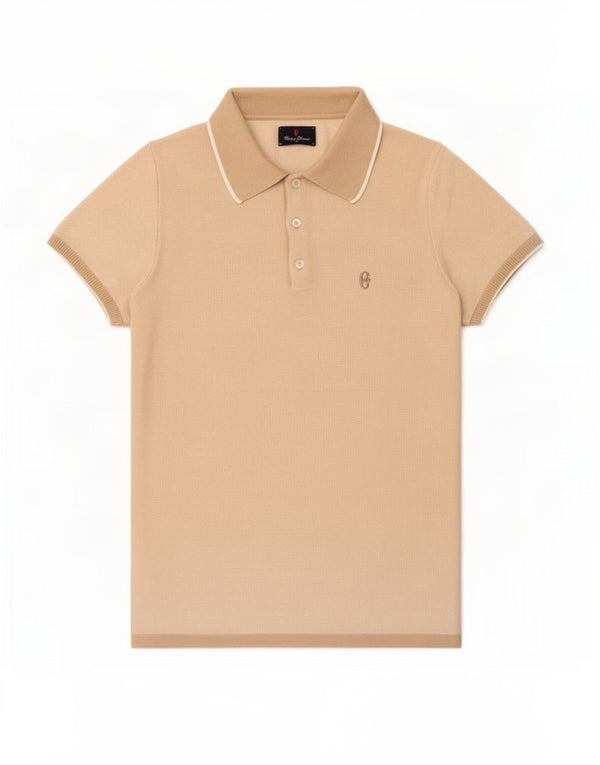 Camisa polo masculina Conte of Florence grande algodão bege