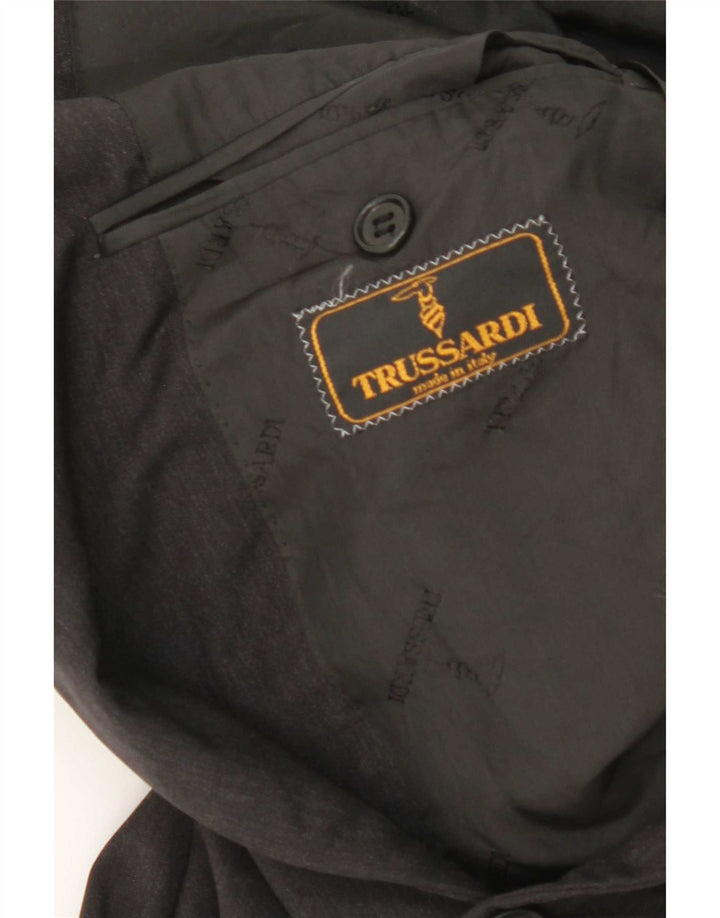 Jaqueta blazer masculina Trussardi com 2 botões IT 48 lã virgem preta média