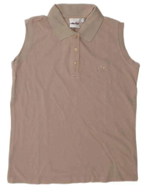 Camisa polo feminina sem mangas Ellesse UK 18 XL algodão bege