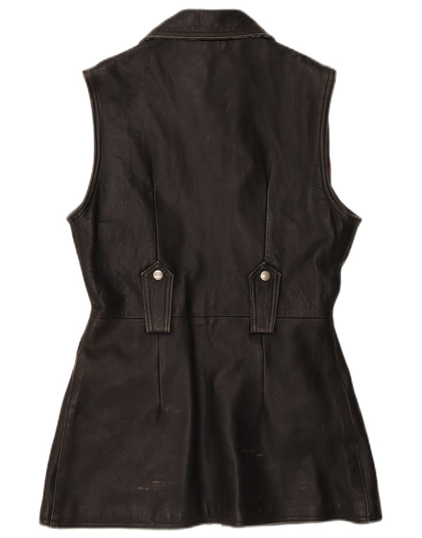 Colete de couro feminino Gossip UK 12 médio preto