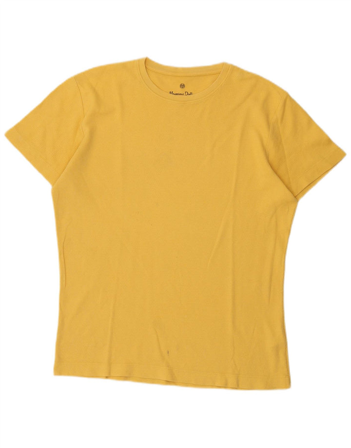 Camiseta masculina Massimo Dutti Regular Fit Top Médio Algodão Amarelo