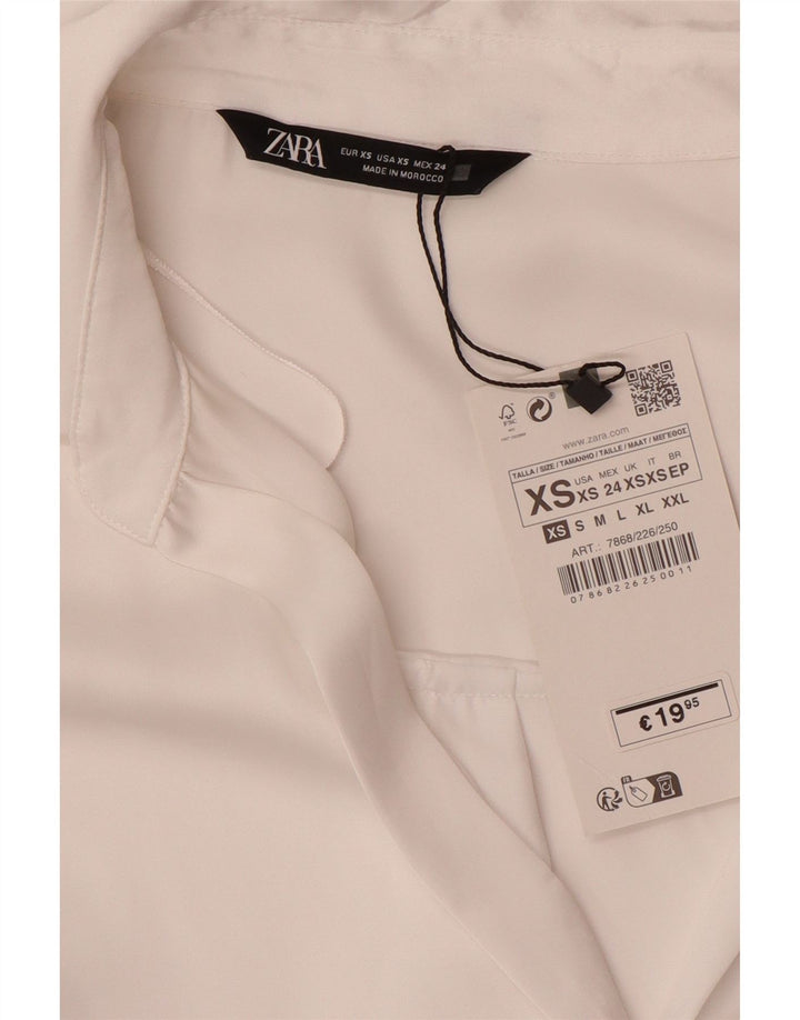 Camisa oversized feminina ZARA UK 6 XS poliéster branco