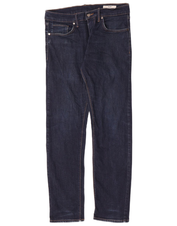 Marks & Spencer Mens Slim Jeans W32 L31 Azul Marinho Algodão