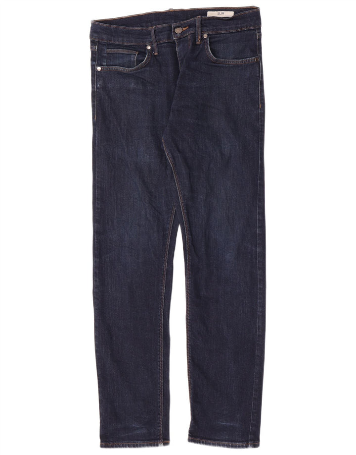 Marks & Spencer Mens Slim Jeans W32 L31 Azul Marinho Algodão
