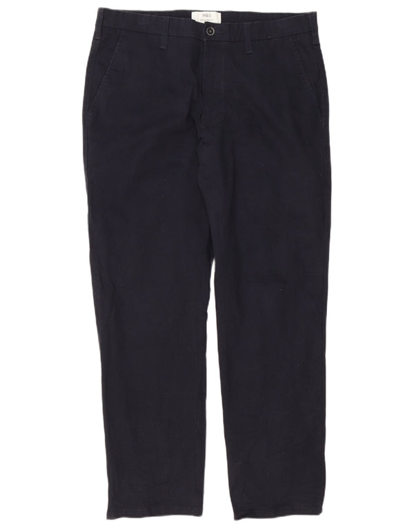 Calça chino masculina Marks & Spencer de ajuste regular W34 L29 algodão azul marinho