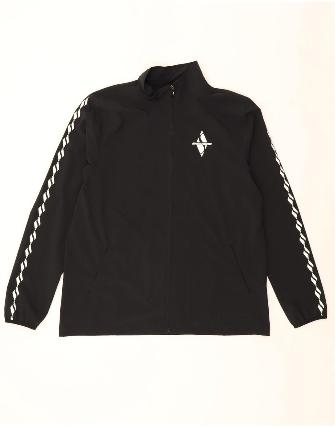 Skechers Mens Graphic Tracksuit Top Jaqueta Grande Poliéster Preto