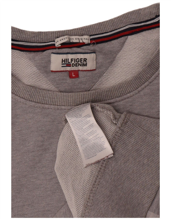 Tommy Hilfiger moletom gráfico masculino jumper grande algodão cinza