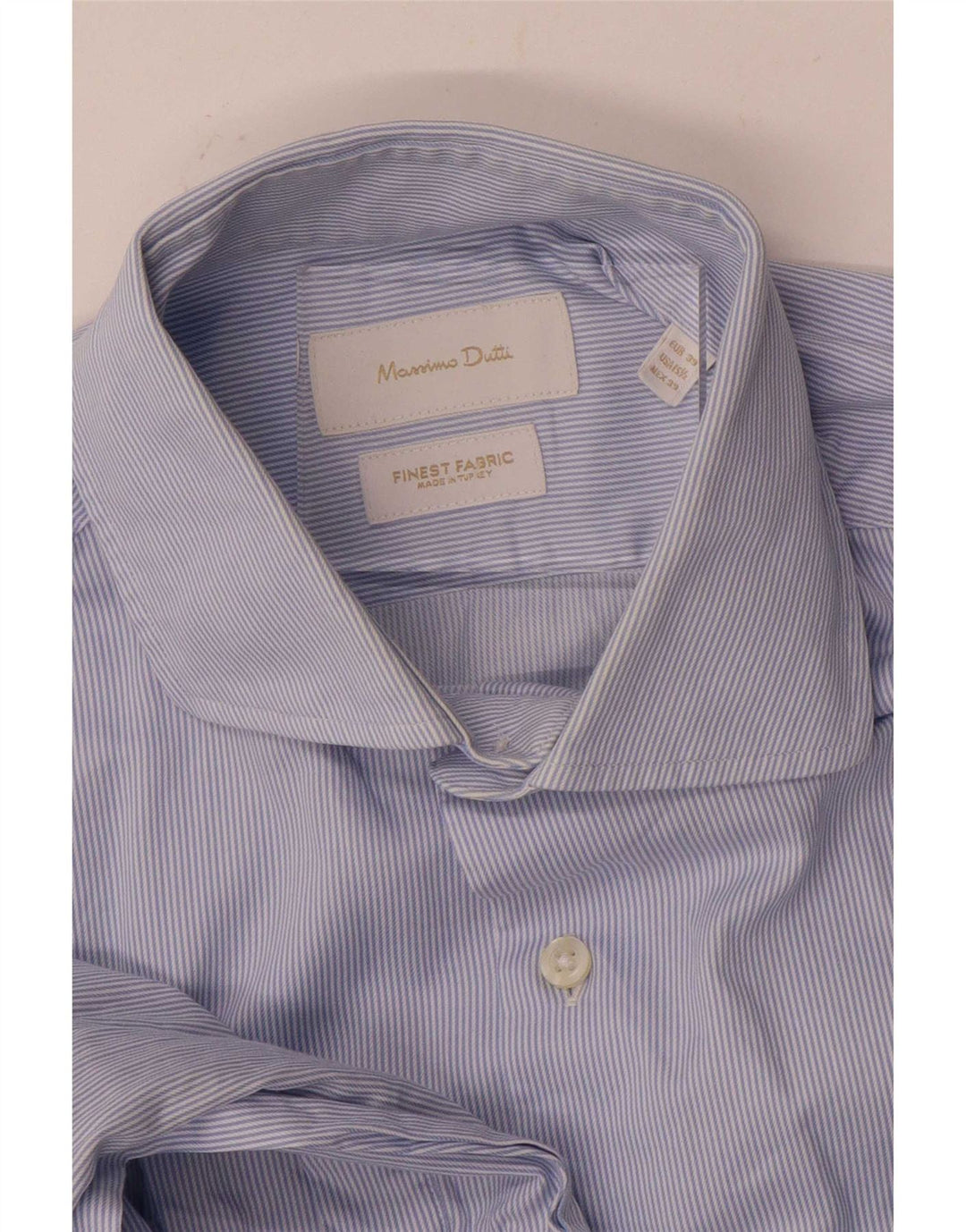Camisa masculina Massimo Dutti tamanho 39 15 1/2 risca de giz azul médio
