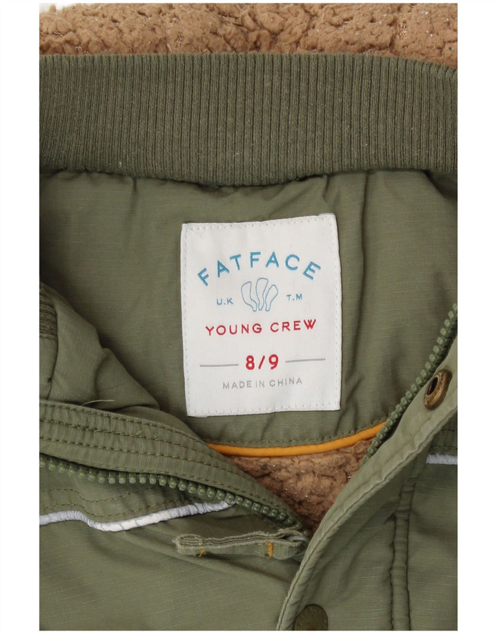Jaqueta Parka com capuz para meninos Fat Face 8-9 anos algodão cáqui