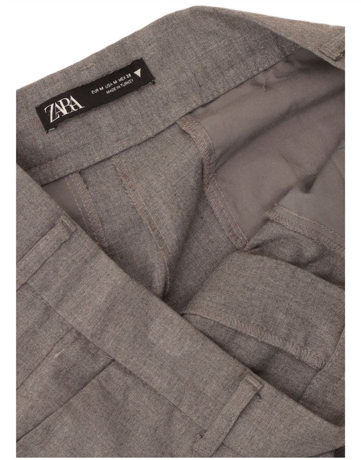 Zara Calça Chino Feminina de Perna Larga Médio W30 L30 Cinza