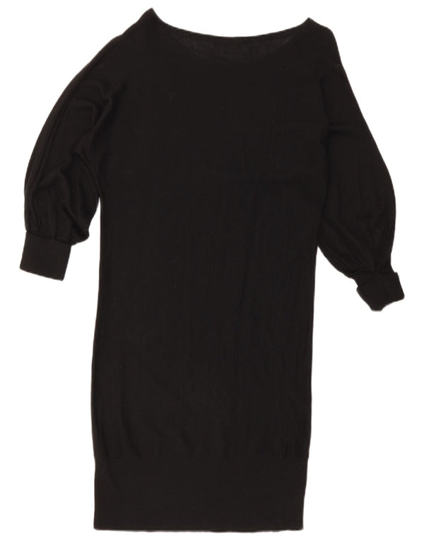 Vestido jumper feminino Massimo Dutti de manga comprida Reino Unido 10 pequeno lã preta