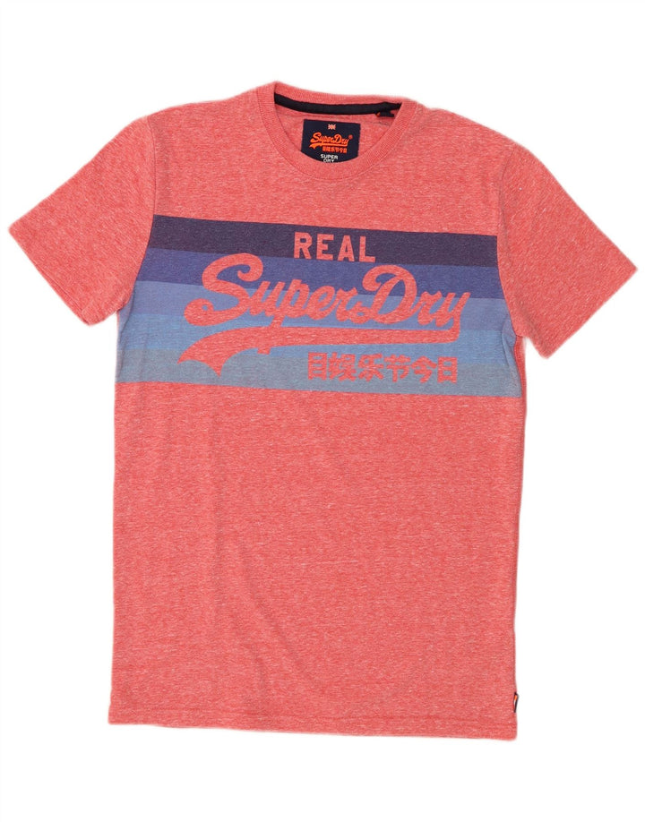 Superdry camiseta masculina gráfica top pequeno poliéster manchado rosa
