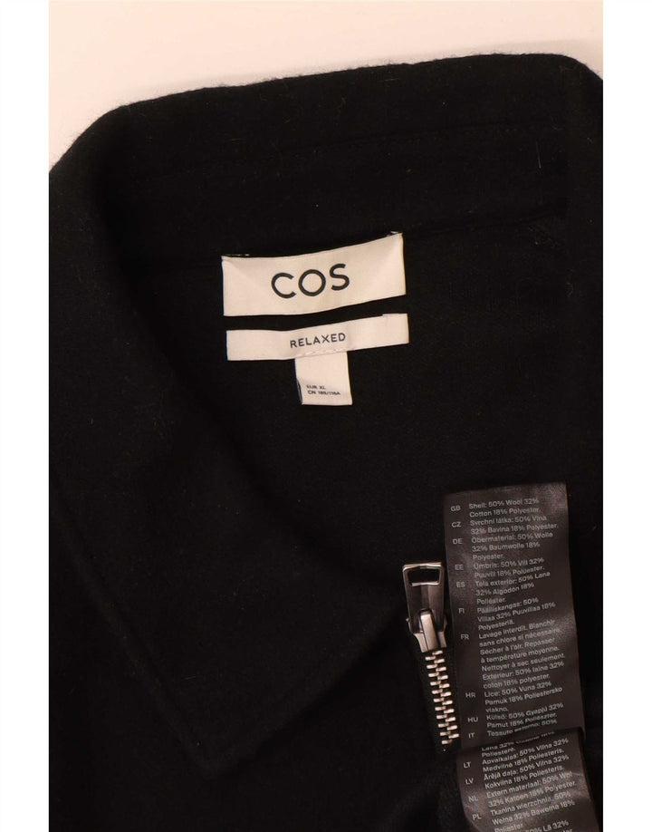 Suéter masculino Cos relaxado com gola polo XL lã preta