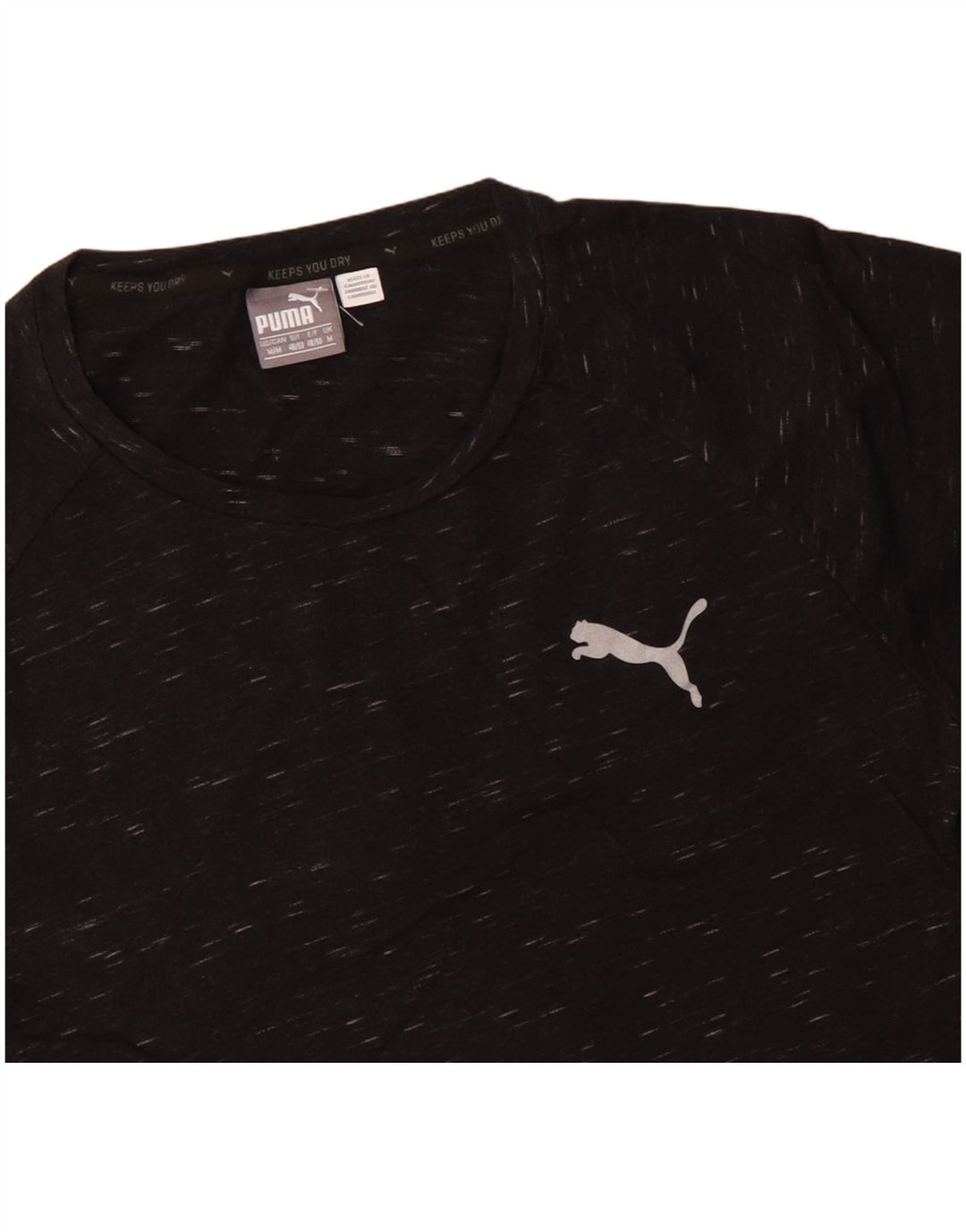 Camiseta masculina PUMA de algodão manchado preto médio