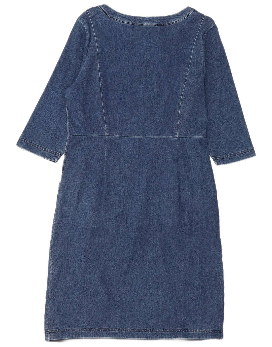 Vestido básico feminino Laura Ashley manga 3/4 Reino Unido 14 grande algodão azul